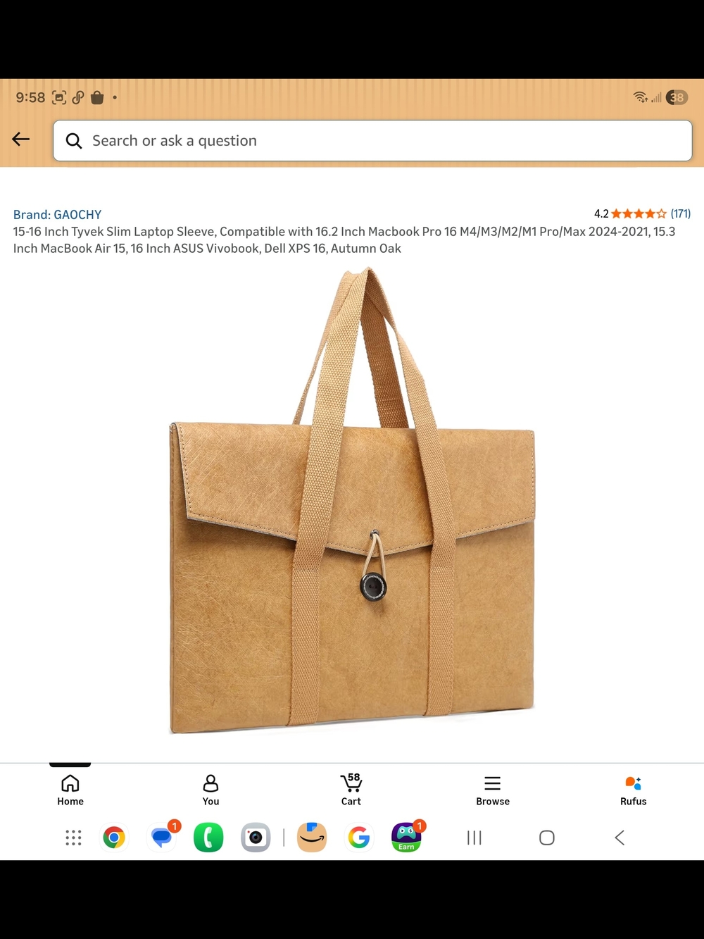 Men's Laptop Briefcase Bag - Autumn Oak Tan